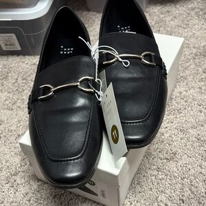 a new day Black Loafers with silver Detail